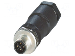 Connector: M12 | plug | PIN: 4 | industrial | 630V | straight | IP67 | CuZn