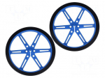 Wheel | blue | Shaft: D spring | Pcs: 2 | push-in | &Oslash;: 80mm | Shaft dia: 3mm
