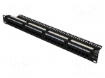 Patch panel | RJ45 | Cat: 6 | RACK | Colour: black | Number of ports: 24