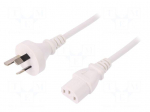 Cable | IEC C13 female,AS/NZS 3112 (I) plug | 1.5m | white | PVC