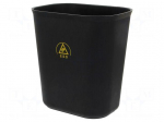 Waste bin | ESD | 280x220x310mm | 16l | Mat: polypropylene | black
