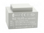 Transformer: encapsulated | 10VA | 230VAC | 18V | 18V | 278mA | 278mA | PCB