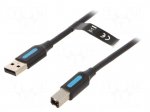 Cable | USB 2.0 | USB A plug,USB B plug | nickel plated | 5m | black