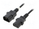 Cable | 3x0.75mm2 | IEC C13 female,IEC C14 male | PVC | 0.5m | black