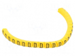 Marker: cable | Marking: D | 1.3&divide;3mm | PVC | yellow | leaded | PA-02 | L: 3mm
