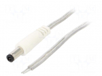 Cable | 2x0.5mm2 | wires,DC 5,5/2,5 plug | straight | transparent | 5m
