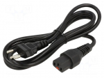 Cable | IEC C19 female,SEV-1011 (J) plug | 3m | black | 16A | 250V
