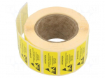 Self-adhesive label | ESD | 16x40mm | 1000pcs | yellow