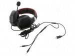 Headphones with microphone | black,red | Jack 3,5mm,USB A | 2.2m