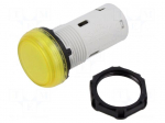 Control lamp | 22mm | Platinum | 24VAC | 24VDC | Kind: flat | yellow
