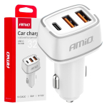 Mobiiltelefonid ja tarvikud // USB autolaadijad // Ładowarka samochodowa 2x usb-a + usb-c 32w amio-03890