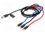 Cable | USB 2.0 | 1.2m | black,red,blue | textile | 3.5A