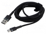 Cable | High Speed,USB 2.0 | USB A plug,USB C plug | 2m | black | 2A
