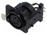 Connector: XLR | socket | female | PIN: 4 | angled 90&deg; | THT | black | 6A