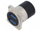Coupler | USB A socket x2,both sides | for panel mounting,screw