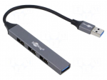 Hub USB | USB A socket x4,USB A plug | USB 2.0,USB 3.2 | PnP | grey