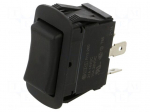 ROCKER | DPDT | Pos: 3 | (ON)-OFF-(ON) | 10A/250VAC | 21A/14VDC | black