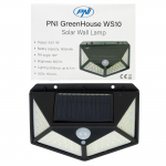 LED solar lamp PNI GreenHouse WS10, 100 LEDs, 600 lm, PIR angle 120 degrees, battery 1800 mAh, wall mounting