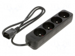 Extension lead | 3x1mm2 | 1m | CEE 7/5 (E) socket,IEC C14 male