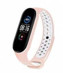 Strap iLike Silicone Wristband Strap for Xiaomi Mi Band 5 Dots Pink White