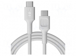Cable | USB 2.0 | USB C plug,both sides | 2m | white | PVC | 480Mbps