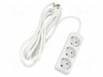 Extension lead | 3G1.5mm2 | 1.5m | PVC | white | Sockets no: 3 | 16A