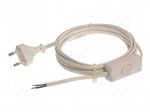 Cable | 2x0.75mm2 | CEE 7/16 (C) plug,cables | PVC | 3m | white | 2.5A