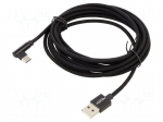 Cable | USB 2.0 | USB A plug,USB C plug 90&deg; left/right | 3m | black