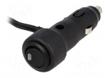 Cigarette lighter plug | 8A | Sup.volt: 7&divide;12VDC | 12V/1x8A | black