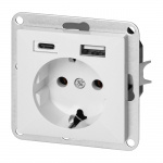 T&ouml;&ouml;riistad ja m&otilde;&otilde;teseadmed // Uued tooted t&ouml;&ouml;riistade, tarvikute kategoorias // Gniazdo pojedyncze p/t 2P+Z, Schuko, z ładowarką USB A+C Pearl, 16 A, 250 V, PT-17P/USB A+C, biały