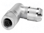 Connector: M12 | plug | PIN: 5 | 48V | angled | IP65 | push-lock | A code | 4A