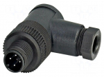 Connector: M12 | plug | PIN: 4 | 250V | angled | IP67 | screw terminal
