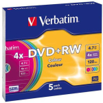 Płyty DVD+RW Verbatim Slim Color (5szt)