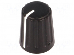 Knob | conical,with pointer | ABS | &Oslash;shaft: 6mm | &Oslash;13.5x17.1mm | black