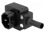 Connector: AC supply | plug | male | 10A | 250VAC | IEC 60320 | C14 (E)