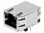 Socket | RJ45 | PIN: 8 | shielded,with LED | Layout: 8p8c | THT