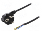Cable | SCHUKO plug,CEE 7/7 (E/F) plug angled,wires | 4m | black