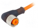 Connection lead | M12 | PIN: 3 | angled | 5m | plug | 250VAC | 4A | -25&divide;80&deg;C