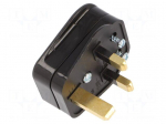 Connector: AC supply | plug | 2P+PE | 250VAC | 3A | black | PIN: 3 | angled