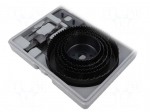 Hole saw set | &Oslash;: 64mm,76mm,89mm,102mm,127mm | wood,drywall | 8pcs.