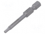 Screwdriver bit | hex key | HEX 2.5mm | 1/4" | Overall len: 50mm