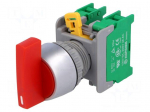 Switch: rotary | 22mm | Stabl.pos: 1 | NO x2 | red | none | 3A/230VAC | IP65