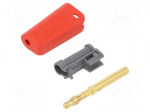 Laboratory connector: 4mm banana | plug | 32A | red | gold-plated