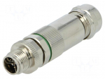 Connector: M12 | plug | PIN: 8 | male | 48V | straight | IP67 | soldering