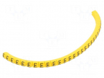 Marker: cable | Marking: E | 1.3&divide;3mm | PVC | yellow | leaded | PA-02 | L: 3mm