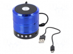 Speaker | blue | microSD,USB B micro | 100Hz&divide;20kHz | 10m | 400mAh | 3h