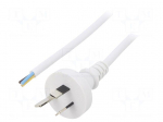 Cable | 3x1mm2 | AS/NZS 3112 (I) plug,wires | PVC | 5m | white | 10A