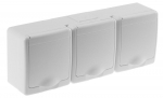 BETA surface socket 3-gang with grounding and cover white IP44