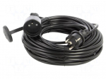 Extension lead | 3x1mm2 | 20m | PVC | black | Sockets no: 1 | 10A