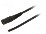 Cable | 2x0.5mm2 | wires,DC 5,5/2,1 socket | straight | black | 5m